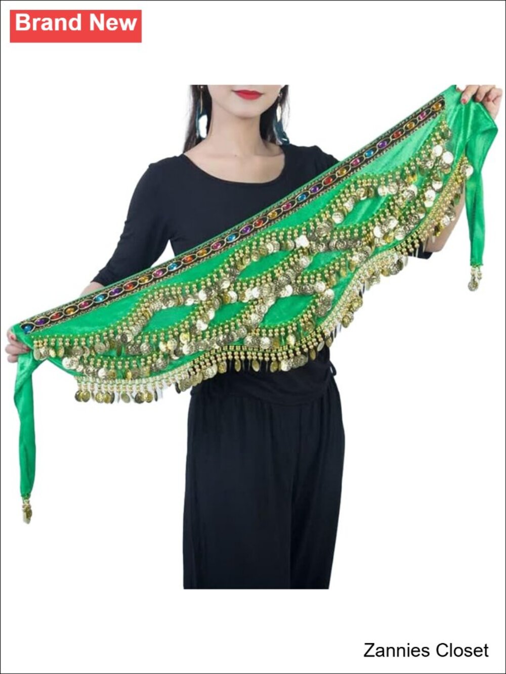 ✨ Wuchieal Velvet Belly Dance Hip Scarf Wrap Skirt with Gold Coins